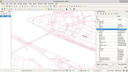 Length of a random road before reprojection