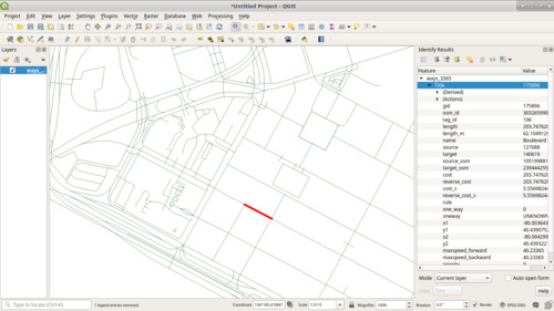 Length of a random road after reprojection